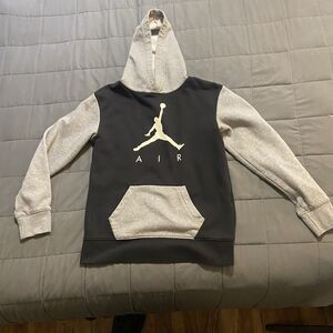 Jordan Air Jumpman Hoodie Youth Large Black Gray Pullover Sweatshirt